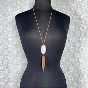 Kendra Scott Necklace Rayne 14k Gold Brass Long Rope Chain Ivory Mother of Pearl
